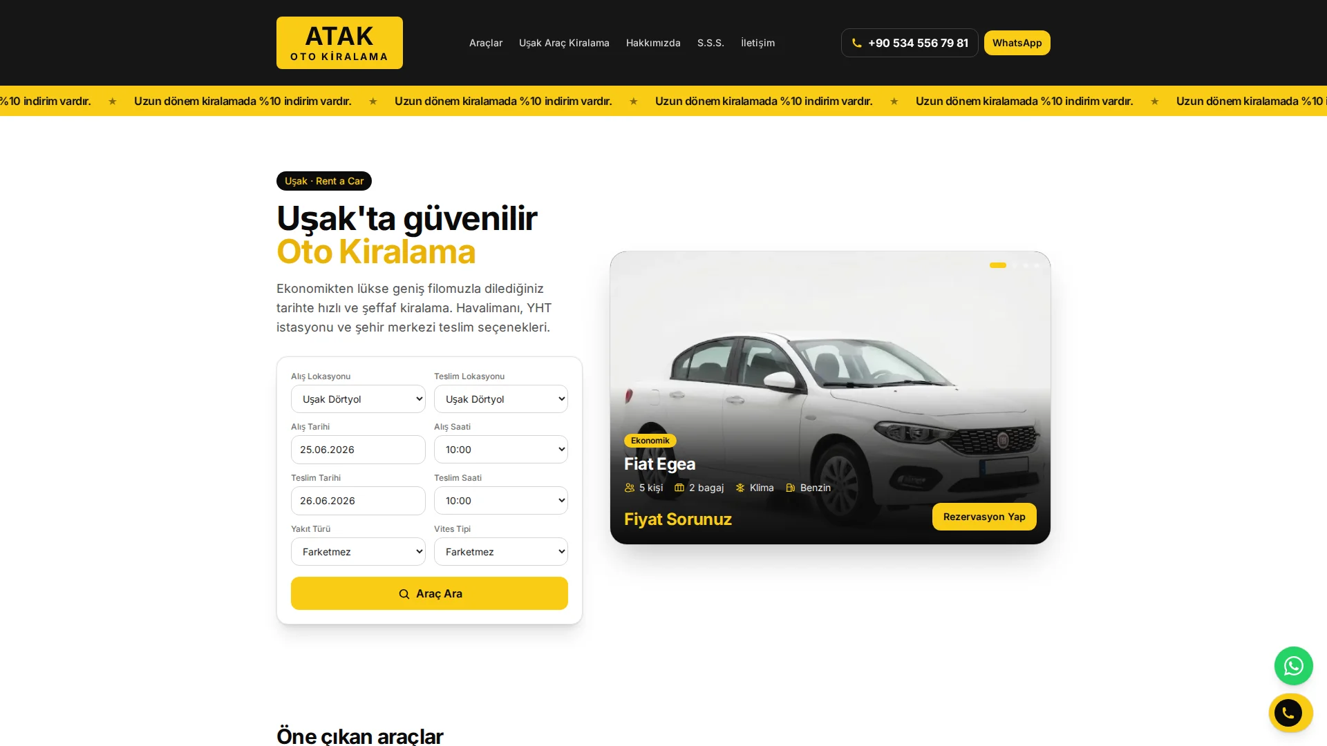 Atak Oto Kiralama masaüstü ekran görüntüsü